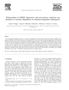 Relationship of ADHD, depression, and non-tobacco substance use disorders to nicotine dependence in substance-dependent delinquents