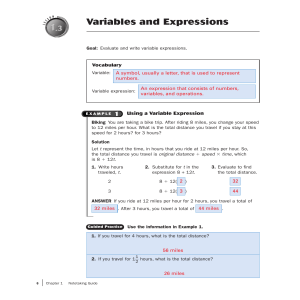 Algebra Readiness -  Lecture 1 Notes