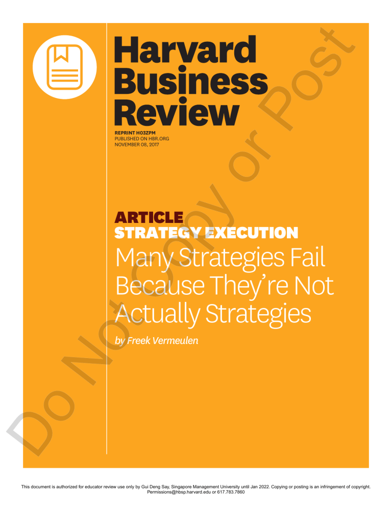 Many Strategies Fail Because They Are Not Actually Strategies