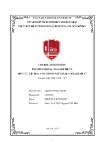 UEB VNU International management, multicultural and cross-national management final assignment