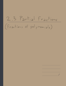 2.3 Partial Fractions