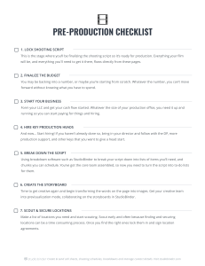 Pre-Production Checklist Made For Every Producer and Filmmaker - StudioBinder - Free Checklist - Two Pages