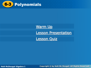 Polynomials PPP
