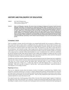 HISTORY AND PHILOSOPHY OF EDUCATION