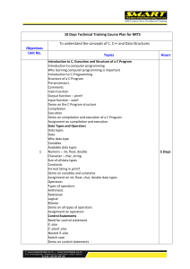10-Day C, C++, Data Structures Training Course Plan