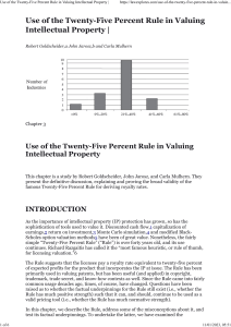 Use of the Twenty-Five Percent Rule in Valuing Intellectual Property 