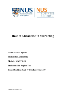 Role of Metaverse in Marketing