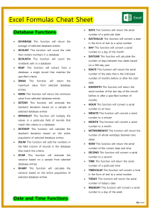 Excel Formulas Cheat Sheet