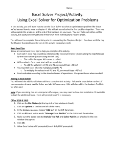 Excel Solver Optimization Instructions