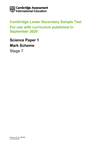 Science Stage 7 Sample Paper 1 Mark Scheme tcm143-595700 (1)
