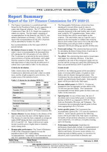 Report Summary 15th FC 2020-21