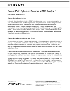 Career Path Syllabus - SOC Analyst Level 1