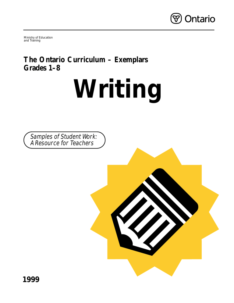 Ontario Curriculum Writing Exemplars Grade 1 8
