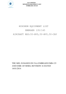 EMBRAER 135/145 Minimum Equipment List