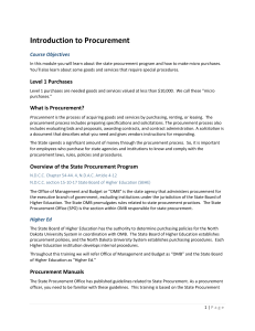 Introduction to Procurement Handout