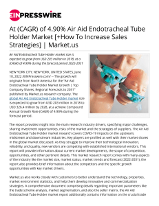 Air Aid Endotracheal Tube Holder Market Key Trends and Opportunities to Watch Beyond 2023