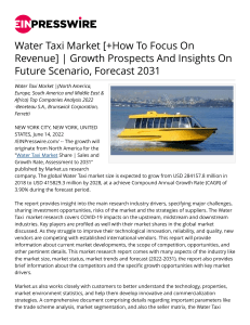 "Exploring the Demand for Water Taxi Market Worldwide"