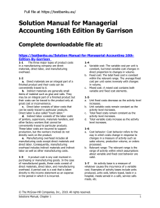 Solution Manual for Managerial Accountin