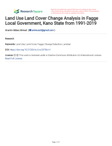 Land Use Land Cover Change Analysis in Fagge Local