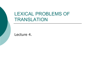 LEXICAL PROBLEMS OF TRANSLATION
