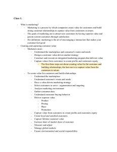 Marketing Lecture Notes: Strategy, Value, and Environment