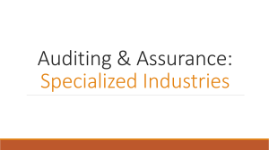 Lesson 1 Auditing & Assurance - Specialized Industries Overview