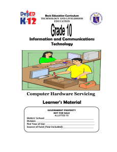 Computer Hardware Servicing Grade 10 Learner's Material