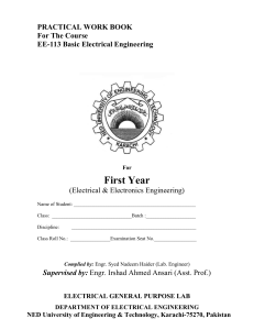 Basic Electrical Engineering Practical Workbook