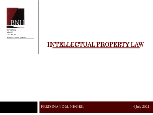 Intellectual Property Law by Prof. Ferdinand Negre