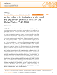 A fine balance: individualism, society and the prevention of mental illness in the United States