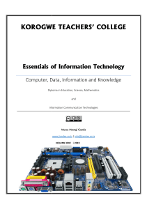 Essentials of Information Technology (Computer, Data, Information and Knowledge)