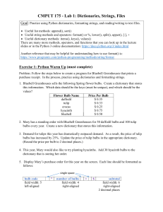 Python Lab: Dictionaries, Strings, Files