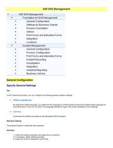 Configuration SAP EHS Management