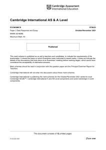 Cambridge AS & A Level Economics Mark Scheme 9708/23