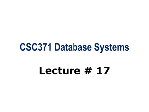 Database Management Systems Chap 17 notes
