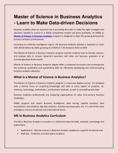Master of Science in Business Analytics - Learn to Make Data-driven Decision
