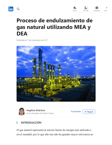 Proceso de endulzamiento de gas natural utilizando MEA y DEA