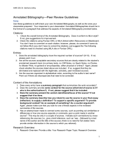Annotated Bibliography--Peer Review Guidelines
