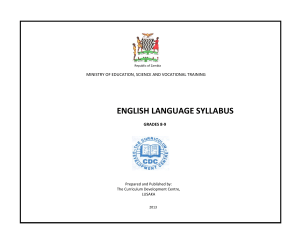 ENGLISH GRADE 8 AND 9 ZAMBIAN SYLLABUS