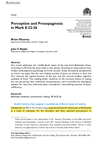 Perception and Prosopagnosia in Mark 8.22-26