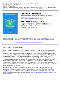 The good enough parent Implications for Child Protection