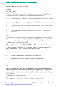 TEST BANK FOR LEWIS’S MEDICAL SURGICAL NURSING 11TH EDITION