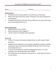 Geometry CP Midterm Review 2013
