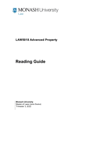 LAW5018 T3 2022 Advanced Property Reading Guide