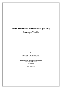 Automobile Radiator for Light duty Passenger Vehicle- Shenal Theekshana Samarathunga