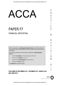PAPER F7 FINANCIAL REPORTING FOR EXAMS I