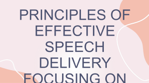 Principles of Effective Speech Delivery