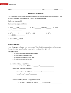 Worksheet 1 - Math Activity