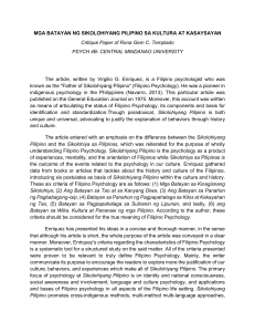 Filipino Psychology Critique