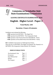 Leaving-Certificate-English-HL-Paper-2-2020